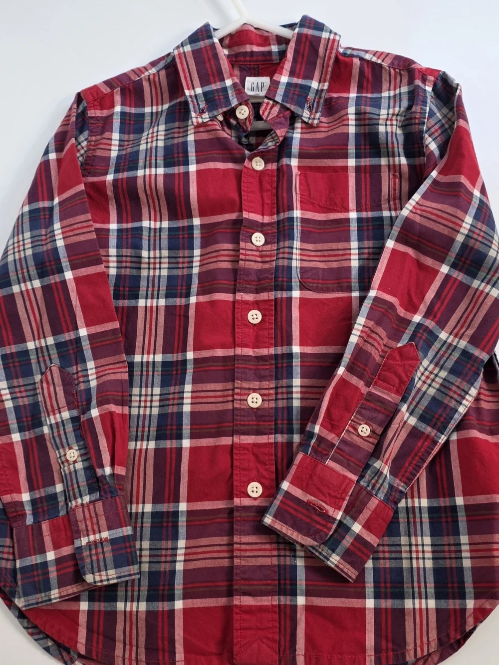 GAP/Old Navy- Plaid Button-Up Shirt with Navy & Cream, Green And White(2 Shirts)